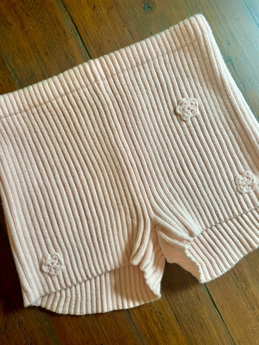 Frankie’s bikinis pink knit mini shorts